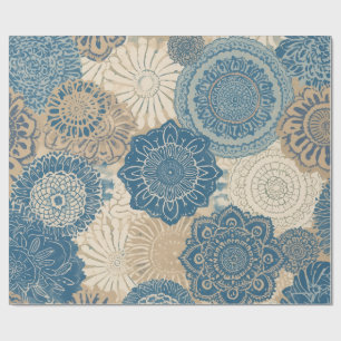Papel De Regalo Indigo Tan Boho Floral