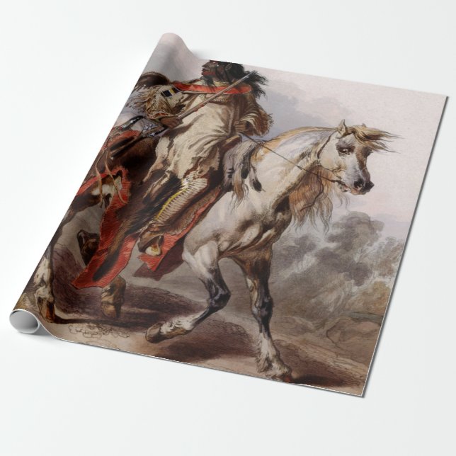 Papel De Regalo Indio Blackfoot en el caballo árabe que es (Desenrollado)
