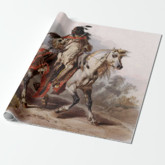 Papel De Regalo Indio de pie negro en caballo árabe perseguido