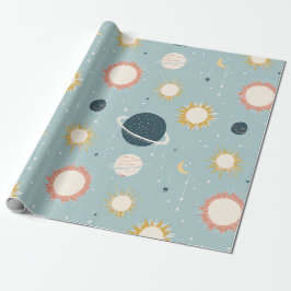 Papel de regalo infantil de espacio celestial