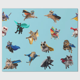 Papel de regalo infantil Superhéroes Gatos Lindos