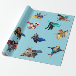 Papel de regalo infantil Superhéroes gatos lindos