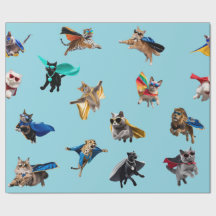 Papel de regalo infantil Superhéroes gatos lindos