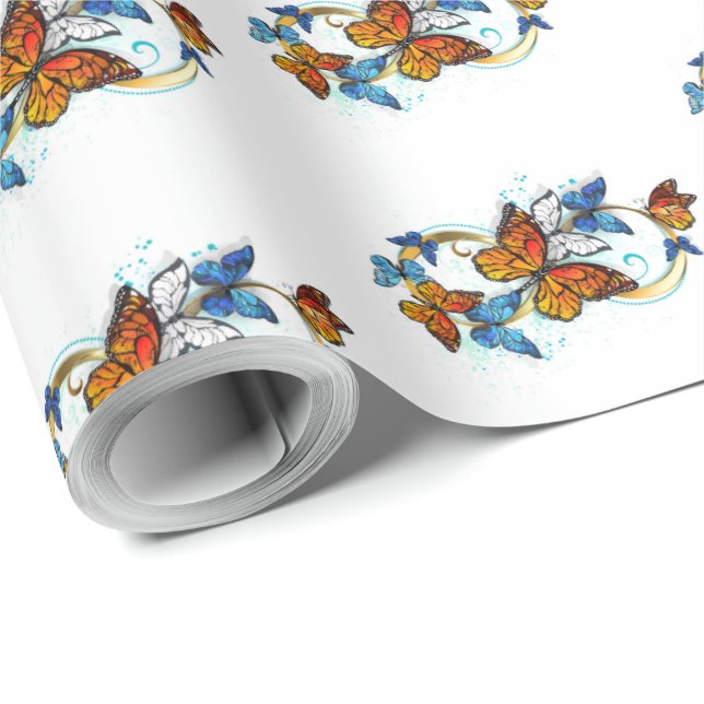 Papel De Regalo Infinidad de mariposas monarca (Esquina del rollo)