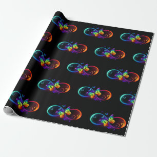 Papel De Regalo Infinidad vibrante con mariposa arco iris sobre ne