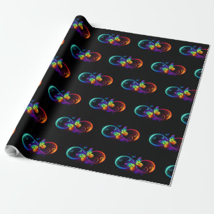 Papel De Regalo Infinidad vibrante con mariposa arco iris sobre ne