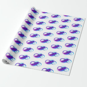 Papel De Regalo Infinito con plumas púrpura