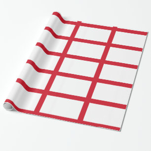 Papel De Regalo Inglaterra blanca con líneas rojas