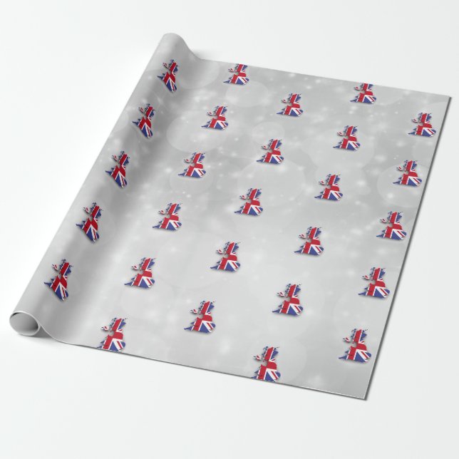 Papel De Regalo Inglaterra Gran Bretaña Británico Mapa Bandera (Desenrollado)