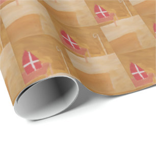 Papel De Regalo Inglete de la acuarela de Sinterklaas del holandés