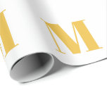 Papel De Regalo Inicial de monograma dorado blanco personalizado n<br><div class="desc">Diseñado con plantilla de texto para inicial monogramada que puedes personalizar. También puedes cambiar los colores como desees.</div>