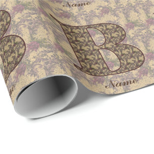 Papel De Regalo Inicial de monograma floral B Personalizado elegan