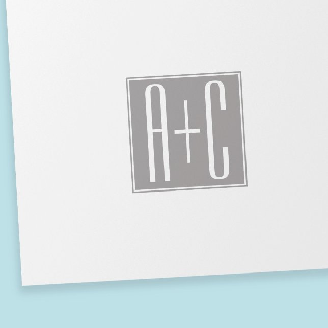 Papel De Regalo Iniciales de parejas modificables | Blanco y gris (Subido por el creador)