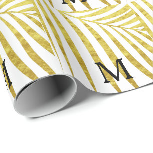 Papel De Regalo Iniciales monogramadas tropicales de hoja de Relie