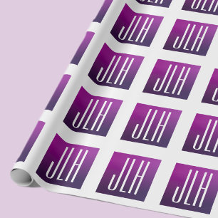 Papel De Regalo Iniciales moradas y blancas u otro texto
