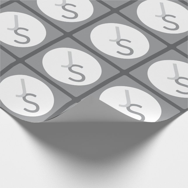 Papel De Regalo Iniciales superpuestas modernas monogramadas | Gri (Esquina)