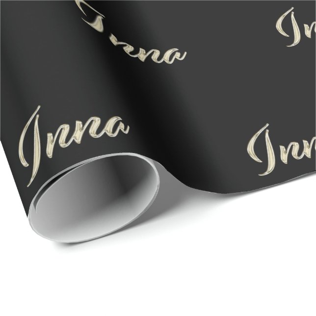 Papel De Regalo Inna white gold Handwriting Geschenkpapier (Esquina del rollo)