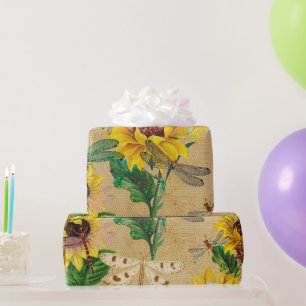 Papel De Regalo  Inscripción de las libélulas de girasol amarill