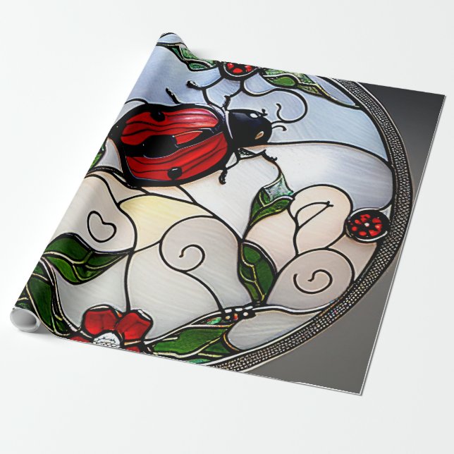 Papel De Regalo Insectos De Vidrio Manchado De Ladybug (Desenrollado)