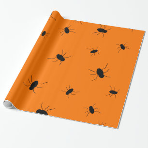 Papel De Regalo Insectos fantasmagóricos de Halloween anaranjados