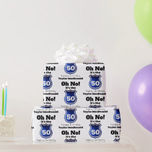 Papel De Regalo Insigne de policía divertido cumpleaños 50