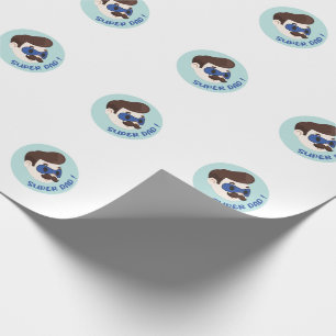 Papel De Regalo Insígnia de dibujos animados de Super Papá