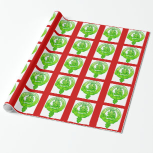Papel De Regalo Insignia del verde del abrigo del navidad de