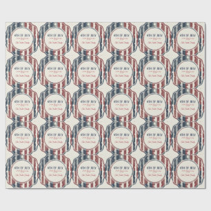 Papel De Regalo Insígnia Patriótica Vintage Americana 4 de Julio