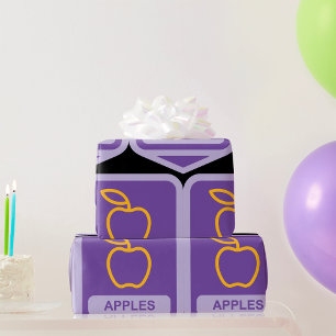 Papel De Regalo Insignia Purple Apple Design Fruit Lover
