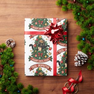 Papel De Regalo Inspector de árbol de Navidad de gato negro divert
