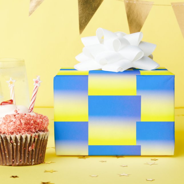 Papel De Regalo Inspiración de la Ucrania Geométrica Azul degradad (Fiesta de cumpleaños )