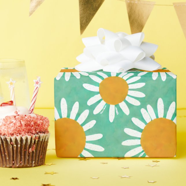 Papel De Regalo Inspiración del arte popular de Daisies Boho (Fiesta de cumpleaños )