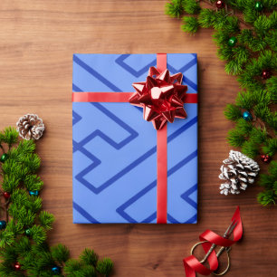 Papel De Regalo Inspiración Griega Líneas Geométricas Patrón Azul