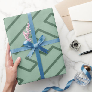 Papel De Regalo Inspiración Griega Patrón Verde Líneas Geométricas