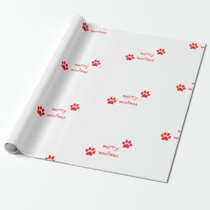 Papel De Regalo Instrucción roja de impresión de merry Woofmas Paw