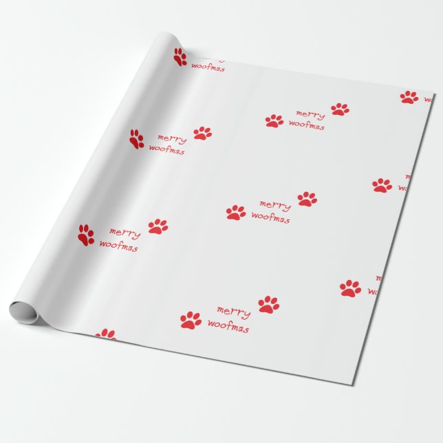 Papel De Regalo Instrucción roja de impresión de merry Woofmas Paw (Desenrollado)