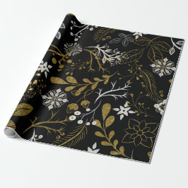 Papel De Regalo Intricate floral pattern with gold and white 