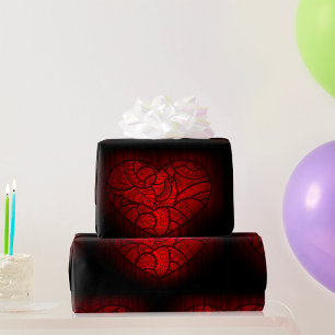 Papel De Regalo Intrincado patrón de boho romántico del corazón de