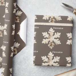 Papel De Regalo Invernadero rústico Copo de nevada marrón blanco