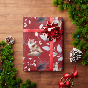 Papel De Regalo Invernal Red Fox deja la acuarela