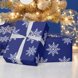 Papel De Regalo Invierno Copos de nieve azules y blancos