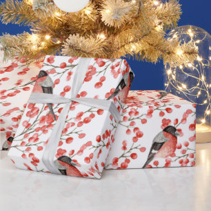 Papel De Regalo Invierno de aves Berry Woodland Navidades temático