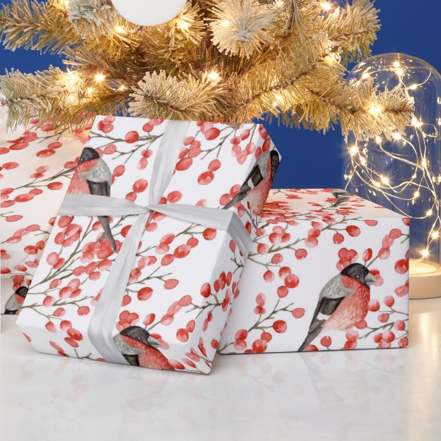 Papel De Regalo Invierno de aves Berry Woodland Navidades temático (Vacaciones)