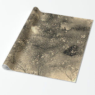 Papel De Regalo  Invierno de bronce Dusk Sky Gold Berries y Nevada
