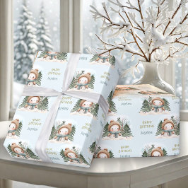 Papel De Regalo Invierno de invierno lindo hombre de nieve nombre