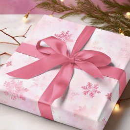 Papel De Regalo Invierno de los copos de nieve rosa