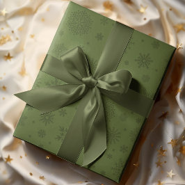Papel De Regalo Invierno de monotono Aceite de Nieve Verde