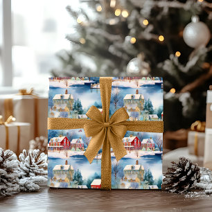Papel De Regalo Invierno de nieve vacaciones Navidades en Nueva In