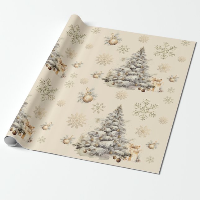 Papel De Regalo Invierno de Oro (Desenrollado)