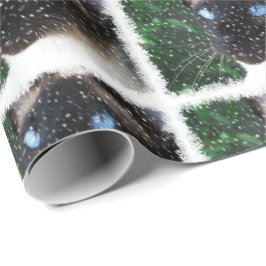 Papel De Regalo Invierno del navidad del gato siamés